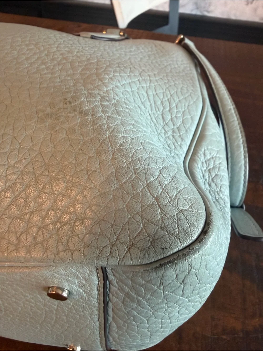 Kate Spade Light Blue Pebbled Leather Satchel with Shoulder Strap